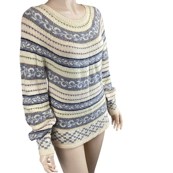 Sweet‎ Baby Jamie Sweater Size Small Novelty Stripe Wool Blend Cream - Picture 7 of 10